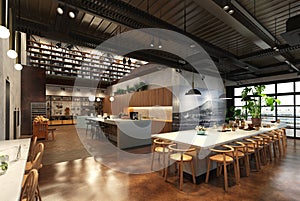 Restaurant, interior visualization, 3D illustration