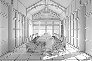 Restaurant, interior visualization, 3D illustration