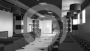Restaurant, interior visualization, 3D illustration