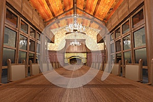 Restaurant, interior visualization, 3D illustration