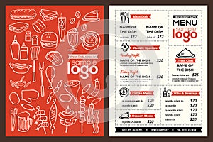 Modern Restaurant menu cover design pamphlet vector template photo