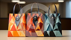 Modern retail store offers a vibrant collection of shiny fashion bags generated by AI