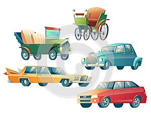 Modern and retro cars cartoon vector collection