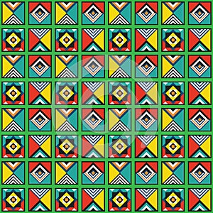 Modern retro colorful and vivid colors geometrical tile frames pattern background