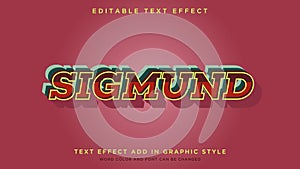 Modern retro typography and editable text style effect Sigmund text style theme