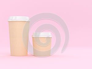 Modern Reusable Cup 3D Rendering Pink Background