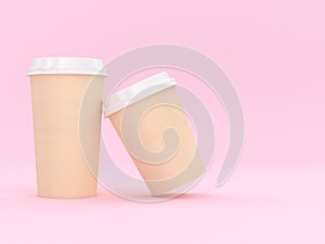 Modern Reusable Cup 3D Rendering Pink Background