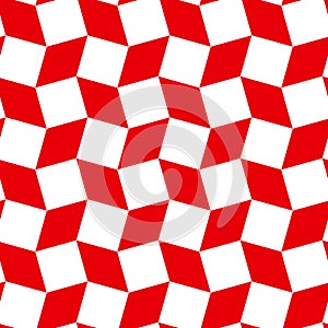 Modern rhombus and square shapes seamless pattern of red and white colors