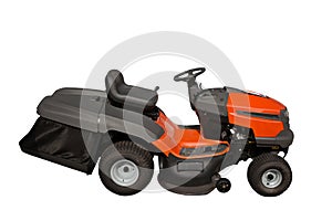 Modern ride on lawn tractor isolated