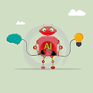 Modern robot artificial intelligence connect human brain and idea, artificial intelligence enhance, ai human