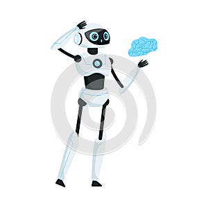 Modern Robot as Smart Programmable Machine Thinking Vector Illustration