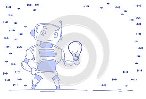 Modern robot inspiration light lamp new idea innovation artificial intelligence technology concept sketch doodle