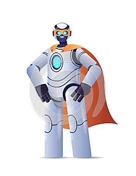 modern robot wearing super hero cloak artificial intelligence concept