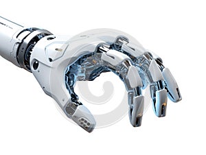 Modern Robotic Arm Isolated on Transparent Background with Clipping Path Cutout Concept for Futuristic Industry Mechanization, photo