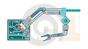 Modern robotic hand vector, digital technology and smart automation. vector design Generative AI