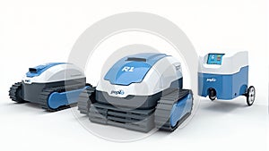 Modern Robotic Pool Cleaners on White