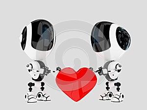 Modern robots hold love symbol