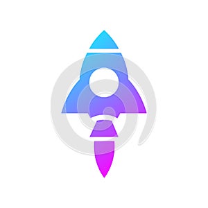 Modern rocket space ship icon, logo or sign. Vector illustration isolated on white background. EPS 10
