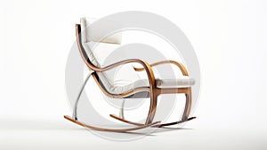 Modern Rocking Chair With White Leather Upholstery