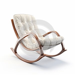 Modern Rocking Chair With White Upholstered Seat