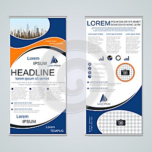 Modern roll-up business banners vector template