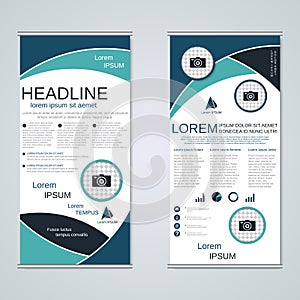 Modern roll-up business banners vector template