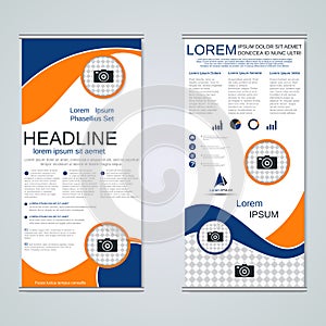 Modern roll-up business banners vector template