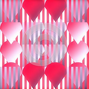Romantic Geometric Hearts Seamless Pattern