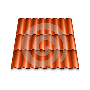 Modern roof coverings. Corrugated roof tile. Vector illustration isolated on white background