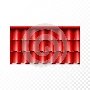 Modern roof coverings. Red corrugated roof tile. Vector illustration isolated on transparent background