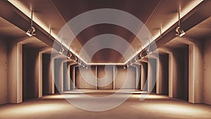 Modern Room with Drywall Construction, Stretch Ceiling, and Halogen Spot Lamps. Concept Drywall