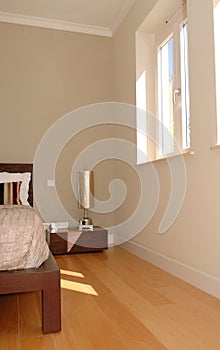 Modern Room Interior, Bright and Minimal Bedroom, Beautiful Floorboard