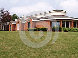 Modern round brick building