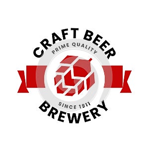 Modern round craft beer drink vector logo sign for bar, pub, store, brewhouse or brewery isolated on white background