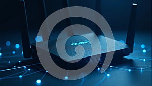 Modern Router Connecting Global Digital Network