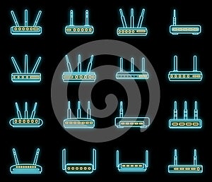 Modern router icons set vector neon