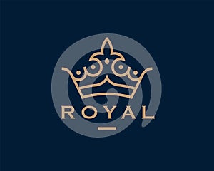 Modern royal crown logo line icon