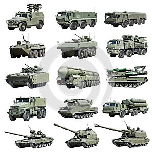 Modern Russian armored military vehicle tracked and wheeled