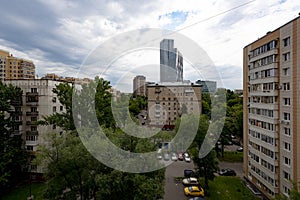 Modern Russian residential area. Residential buildings in a new residential area in Moscow.