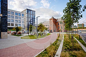 Modern Russian residential area. Residential buildings in a new residential area in Moscow.