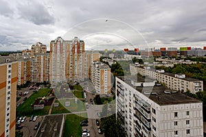 Modern Russian residential area. Residential buildings in a new residential area in Moscow.