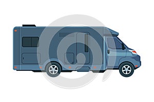 Modern RV Truck, Mobile Home for Summer Trip, Family Tourism and Vacation Flat Vector Illustration