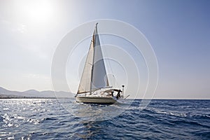 Modern sailing boat at the Aegean sea