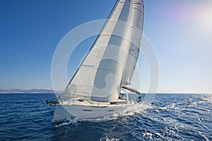 Modern sailing yacht in action