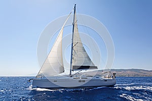 Modern sailing yacht in action