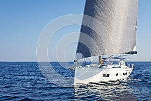 Modern sailing yacht in action