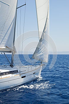 Modern sailing yacht in action