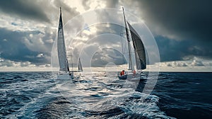 modern sailing yacht on the open sea