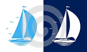 modern sailing yacht silhouette