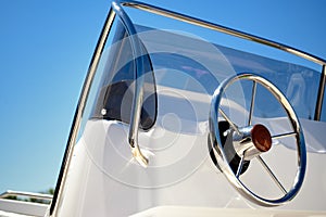 Modern sailing yacht steering wheels